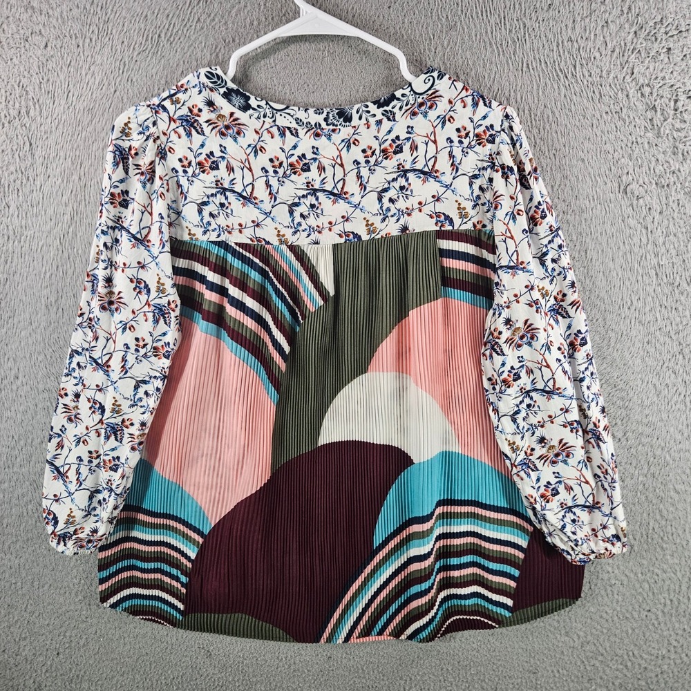 One September Anthropologie‎ Floral Pleated Back Blouse XS Mixed Media